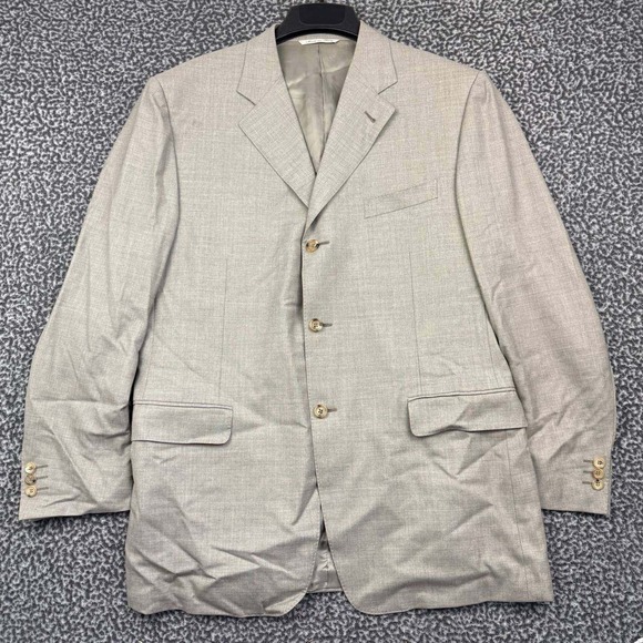 Canali Proposta Blazer Sport Coat Men Tan Plaid 100% Pure Wool 3 Button Size 52R
